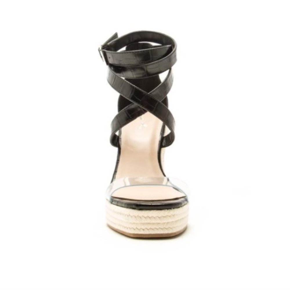 Black Croc Wedge Espadrilles - Picture 8 of 8